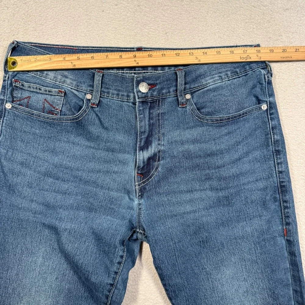 True Religion Ricky Relaxed Straight Jeans‎ Mens 36x33 Blue Denim Stretch